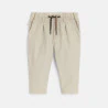 Pantalon chino coton et lin beige bébé garçon