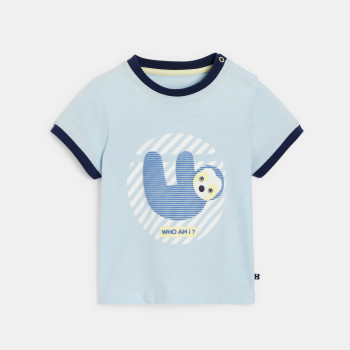 T-shirt paresseux bleu bébé garçon