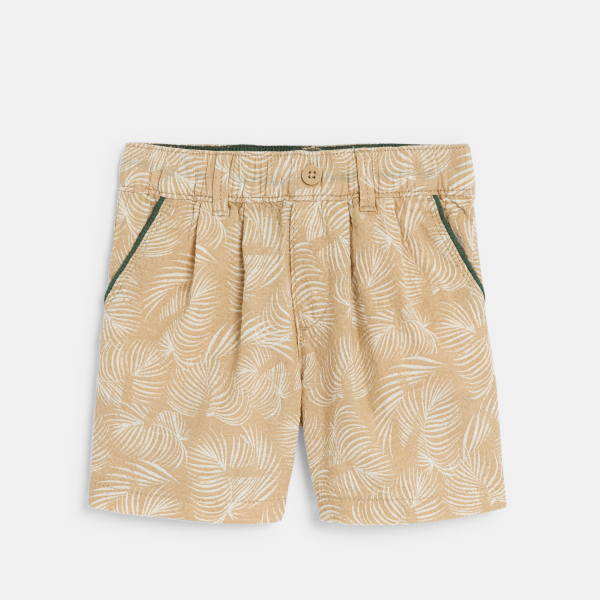Bermuda imprimé coton fantaisie beige bébé garçon