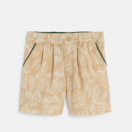 Bermuda imprimé coton fantaisie beige bébé garçon