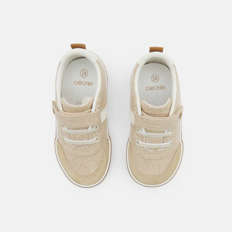 Basket basse toile beige bébé garçon