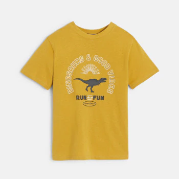 T-shirt manches courtes à message jaune curry Garçon