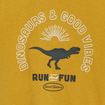 Boy's curry yellow slogan T-shirt with short sleeves