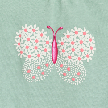 Baby girl's green floral butterfly romper.