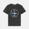 Boy's brown slogan T-shirt with short sleeves