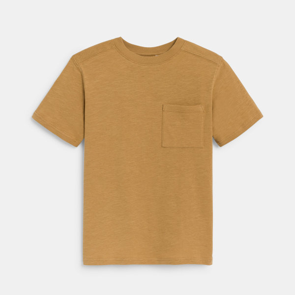 Boy's plain brown short-sleeve T-shirt