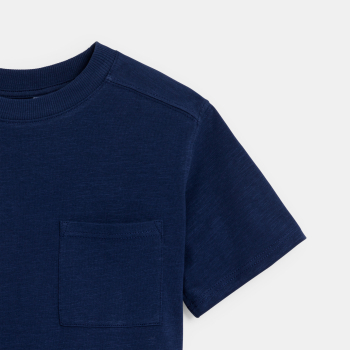 T-shirt manches courtes uni bleu marine Garçon