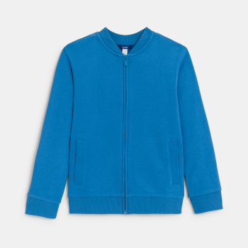 Boy's soft plain blue fleece baseball sweatshirt
