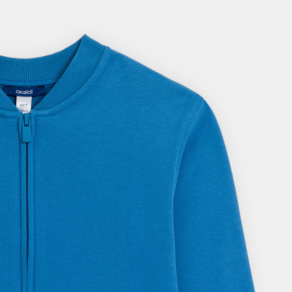 Boy's soft plain blue fleece baseball sweatshirt
