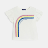 Girl's white short-sleeve  rainbow T-shirt