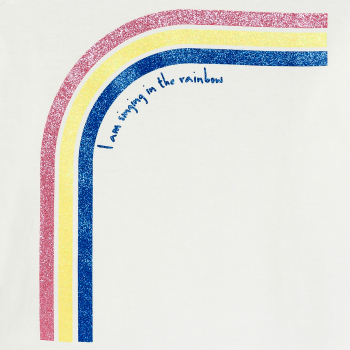 Girl's white short-sleeve  rainbow T-shirt