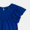 Girls' blue broderie anglaise short-sleeve T-shirt