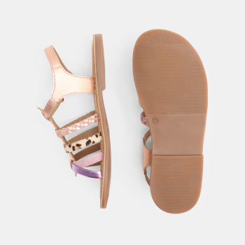 Sandales à brides irisées rose fille