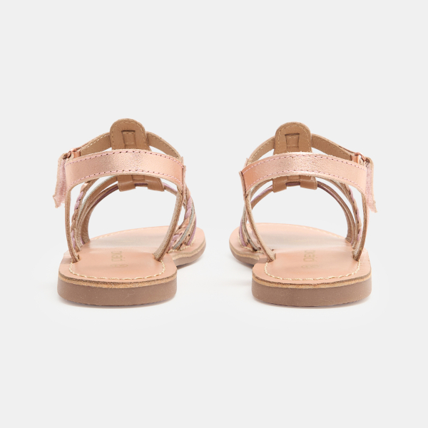 Girl's pink shiny strappy sandal
