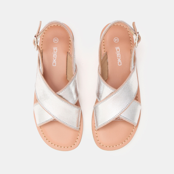 Girl's grey shiny strappy sandal