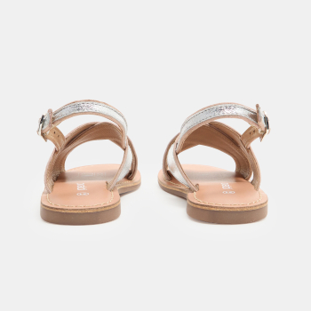 Girl's grey shiny strappy sandal