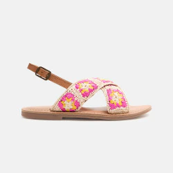 Girl's pink crochet strappy sandal