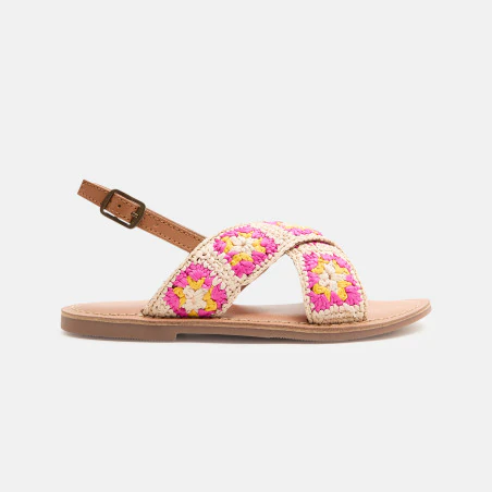 Girl's pink crochet strappy sandal