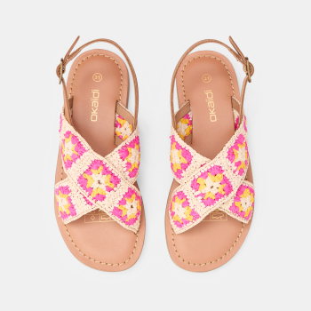 Girl's pink crochet strappy sandal