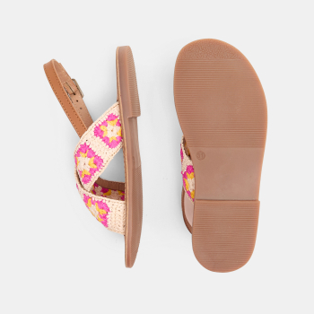 Girl's pink crochet strappy sandal