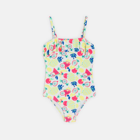 Maillot de bain rayé 1 pièce blanc Fille