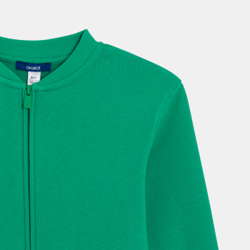 Boy's soft plain green fleece baseball sweatshirt