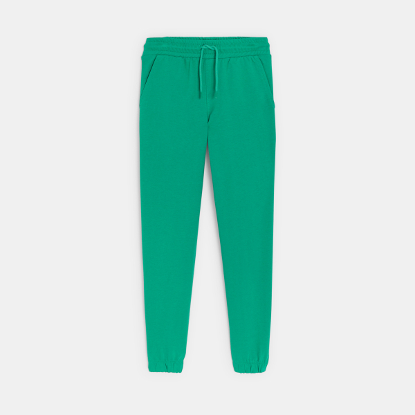 Boy's plain green lightweight fleece joggers
