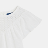 Girls' white broderie anglaise short-sleeve T-shirt