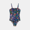 Girl's black printed swimming costume