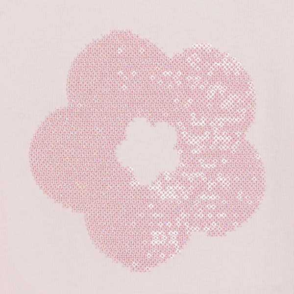 Girl's pastel pink sequinned short-sleeve T-shirt