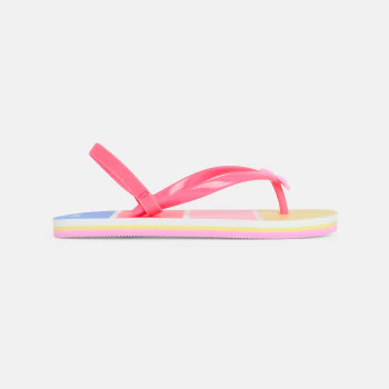 Girl's multicoloured striped floral flip-flops