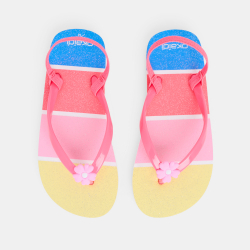 Tongs à fleurs rayées...