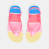 Girl's multicoloured striped floral flip-flops