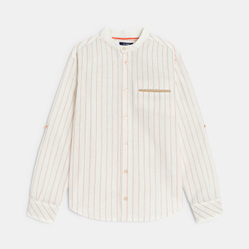 Chemise col Mao rayée blanc Garçon