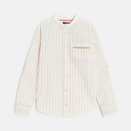 Chemise col Mao rayée blanc Garçon