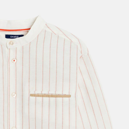 Chemise col Mao rayée blanc Garçon
