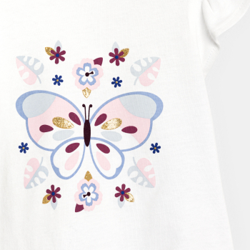 Baby girl's white butterfly print T-shirt