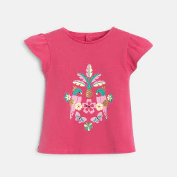 Baby girl's pink bird print T-shirt