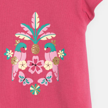 Baby girl's pink bird print T-shirt