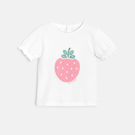 T-shirt sequins blanc bébé fille
