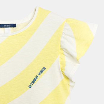 Girl's yellow striped short-sleeve T-shirt