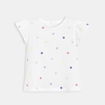 Baby girl's white floral print T-shirt