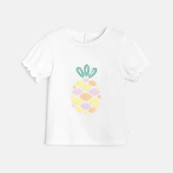 T-shirt sequins blanc bébé fille