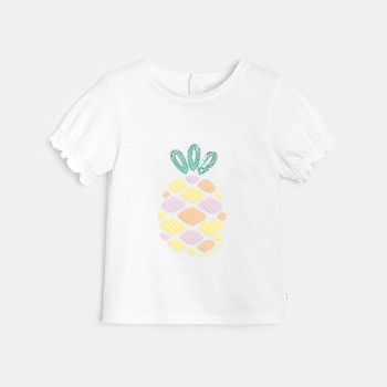 T-shirt sequins blanc bébé fille
