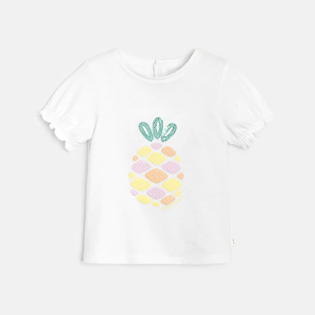 T-shirt sequins blanc bébé fille
