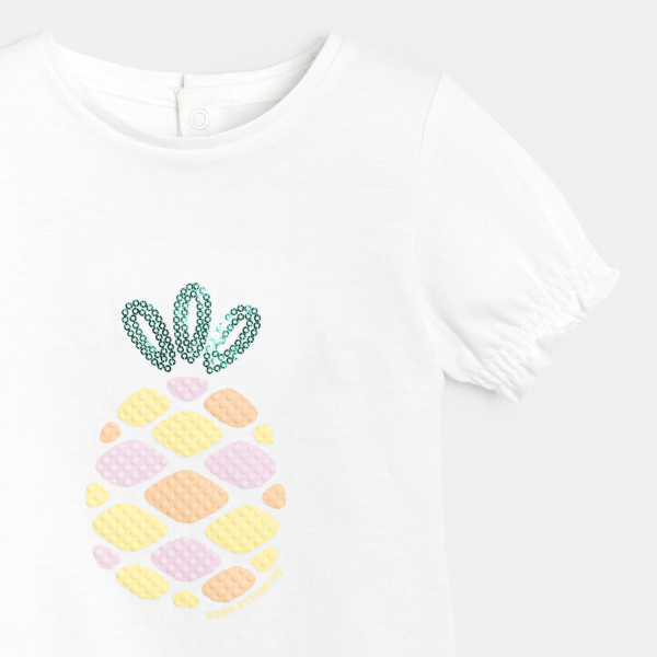 Baby girl's white sequinned T-shirt