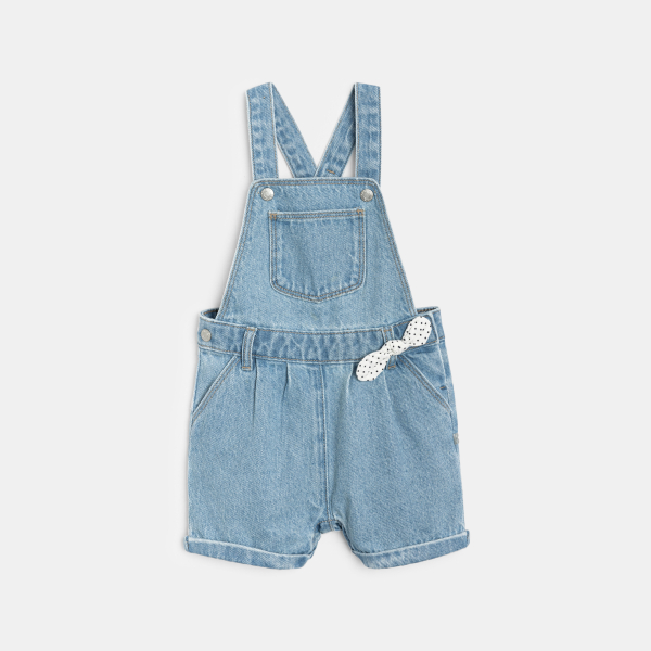 Baby girl blue denim short dungarees