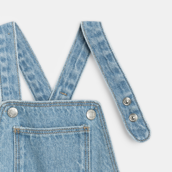 Baby girl blue denim short dungarees