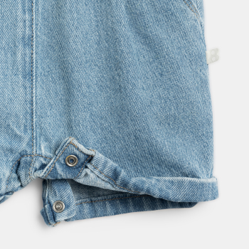 Salopette courte jean bleu denim bébé fille