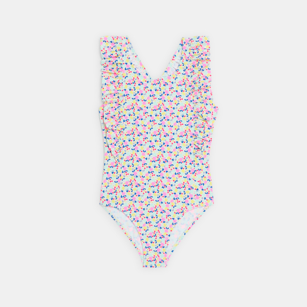 Girl's multicoloured printed swimming costume